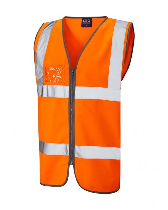 LEO WORKWEAR RUMSAM ISO 20471 Cl 2 Waistcoat Zip &amp; ID Pocket